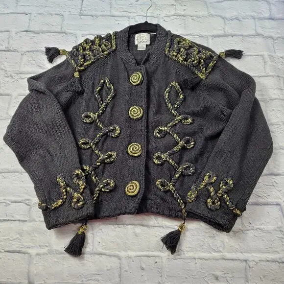 Vintage Gantos Embellished Cardigan Epaulets Costume size Small - Picture 3 of 13